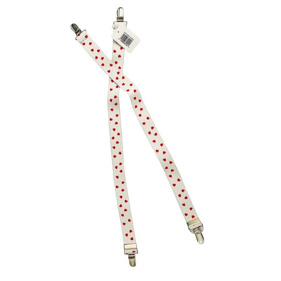 CTM Infant Toddler Suspenders White with Red Hearts Elastic Clip-End Suspenders - Picture 6 of 6